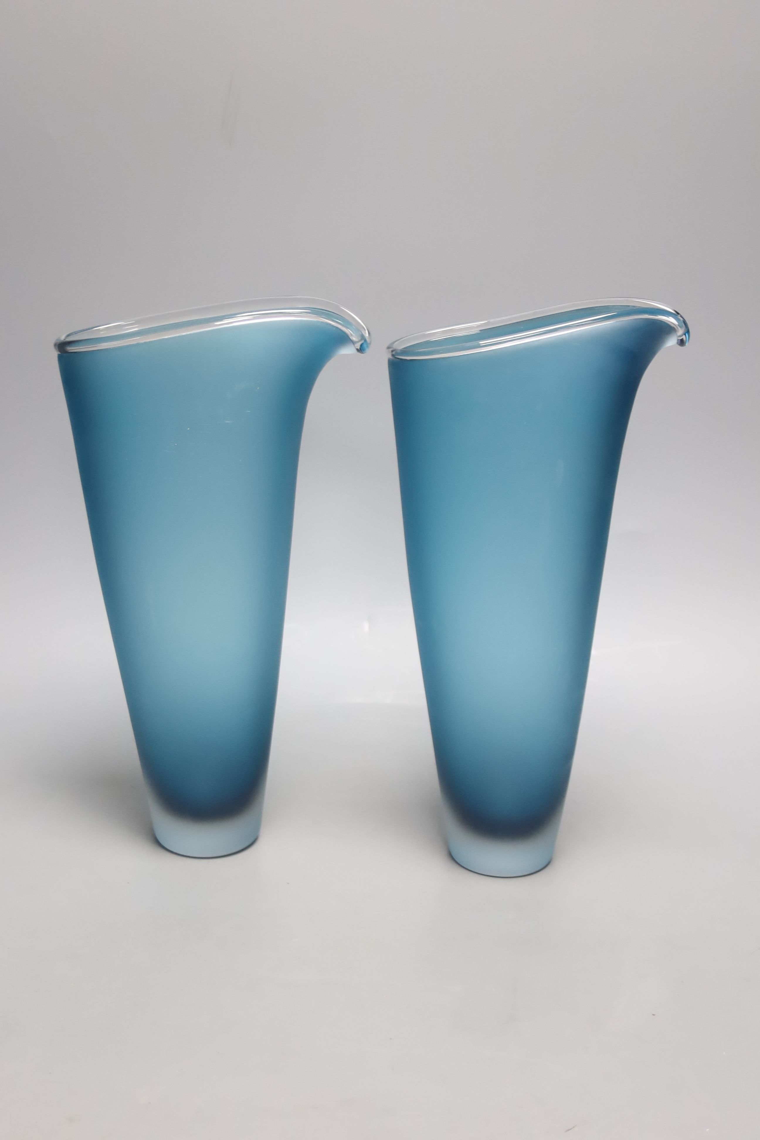 A pair of 1980's Jestyn Davis glass vases for London Glass Works, height 31cm